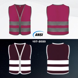 Graunton High Vis Vest, Safety Vest for Children, Reflective Vest for School, Outdoor, High Visibility Vest, Zipper, Rose Red, XS.