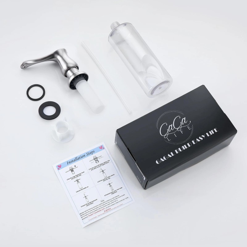 Gagalife Kitchen Sink Soap Dispenser - Brushed Nickel Built in
