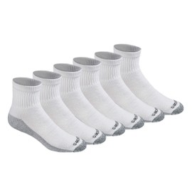 Dickies Men's Dri-tech Moisture Control Quarter Multipack Socks, White (6 Pairs), Shoe Size: 15-17 (Pack of 12), White (6 Pairs)