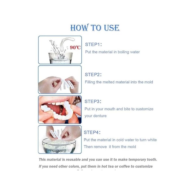 2 Pairs of Denture, Denture Temporary Restoration, Denture Temporary Denture,