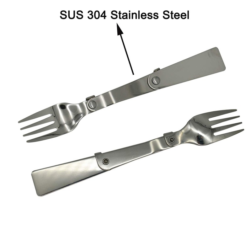 Maydahui 6PCS Foldable Spoon Fork Portable Camping Cutlery SUS 18/10（304）Stainless