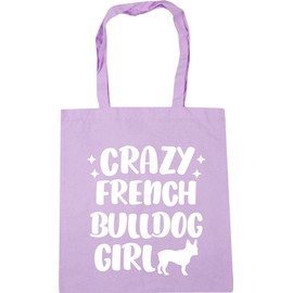 Hippowarehouse Crazy french bulldog girl - dog Tote Shopping Gym Beach Bag 42cm x38cm, 10 litres