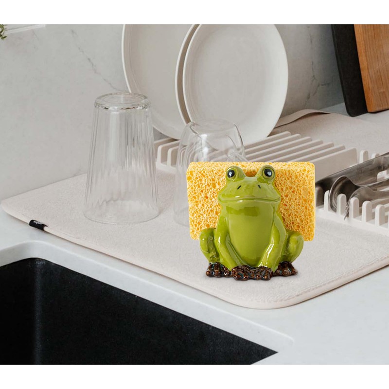 dgudgu Frog Sponge Holder for Kitchen Sink Cute Kitchen Sponge