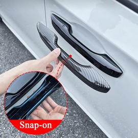No Adhesive Snap-on Car Door Handle Cover Protector for Honda 11th Gen Civic 2022 2023 2024 2025 2026, Accord CR-V HR-V 2023 2024 2025 2026, Acura Integra 2023~2025 Accessories(2. Carbon Fiber Grain)