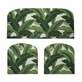 RSH DECOR: 3-Piece Foam Wicker Cushion Set | 41 x 19 & 19 x 19 | All-Weather Spun Fabric | Water-Resistant | Outdoor Loveseat & U-Shape Cushions for Patio Furniture | Swaying Palms Aloe