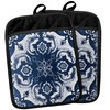 Blue and White Chinoiserie Floral Pot Holders with Pockets, Blue