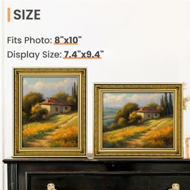 upsimples 8x10 Picture Frame with Real Glass, Ornate Vintage 8 x 10 Photo Frames for Wall Decor or Tabletop Display, Gold, 2 Pack