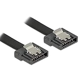 DeLock 2x Cable SATA III Flexi 6 Gb/s 50 cm [Black] with Metal Clips HQ Extremely Flat and Flexible