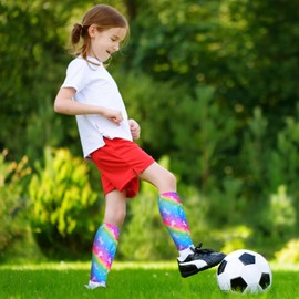 Soccer Shin Guards Shin Pads for Kids Girls, Calf Compression Sleeve with Honeycomb Pads for 2-7 Years, Lightweight