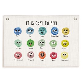 Lacama Counseling Office Must Haves,Calming Corner Mental Health Decor,Homeschool Decor Wall Hanging Banner Flags, Classroom Decor Banner,It Is Okay To Feel,30x20 in