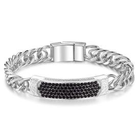 Mytys Luxury Black Crystal ID Bracelet with Bold Cuban Link Chain - Fashion Statement Jewelry for Women - Urban Chic Design