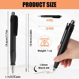 QTMMC 4 Pcs Extra Large Ballpoint Pens with 12 Refills Easy Grip Jumbo Pen Big Weighted Pens Enhanced Writing Stability for Arthritis Elderly Hand Tremors Office School Writing (1.0mm Retractable)
