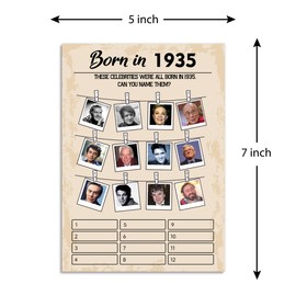 90th Birthday Party Games, Set of 5 Activities for 10 Guests, Born in 1935 Games Bundle, Birthday Party Supplies for Adults, Pack of 50 Cards