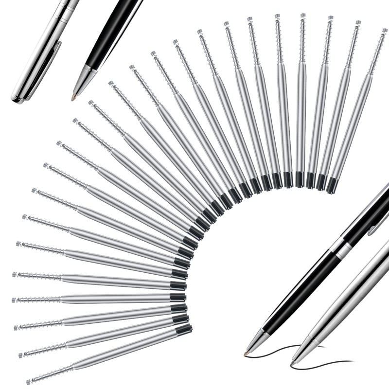 OSDUE 24 Set Replaceable Metal Ballpoint Pen Refills with Spring,