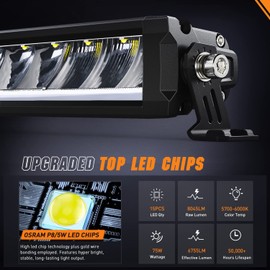 Nilight 19.5 Inch Single Row LED Light Bar 75W 8045LM Anti-Glare Flood Spot Combo DRL Offroad Slim Light Bar IP68 w/ 16AWG DT Wiring Kit for Pickup Truck SUV ATV UTV Boat 4x4 Jeep