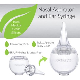 Innovo FSA/HSA Eligible Hospital Grade Silicone Twister Bulb Baby Ear Syringe and Nasal Aspirator, Sucks Snot and Mucus, Cleanable and Reusable, Clear