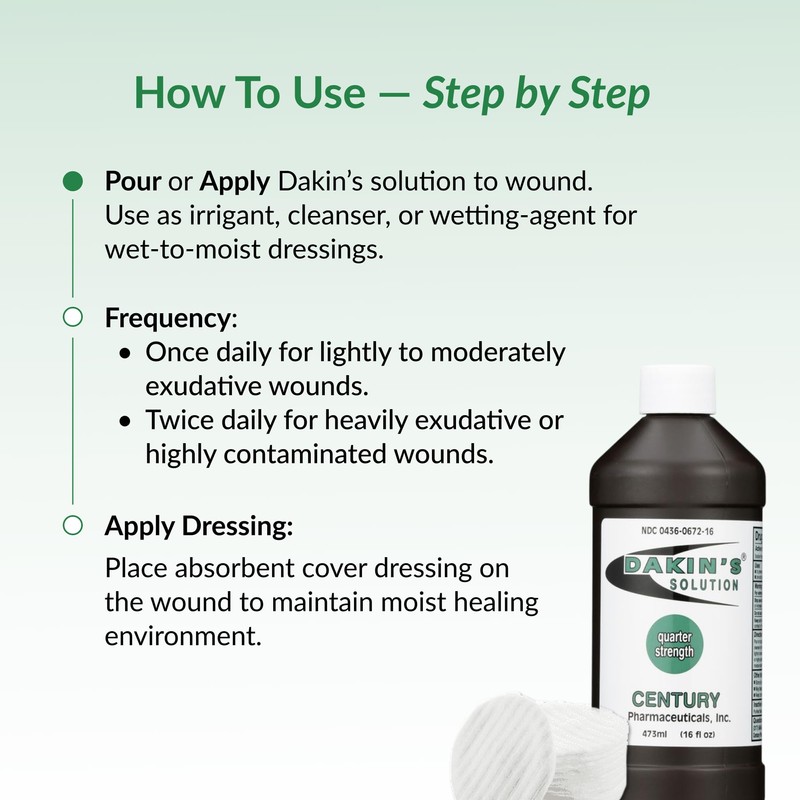 Dakin's Solution Quarter-Strength 0.125% Sodium Hypochlorite Wound Cleanser for Acute