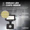 Ledvion - LED Floodlights with Motion Sensor, 10 Watt, 4000
