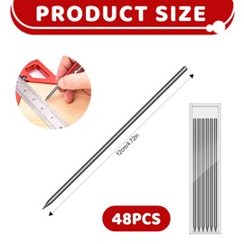 48Pcs Pencil Refills 2.8mm Pencil Refill for Tracer/Pica Black Practical Carpenters Pencil Deep Hole Marking Pencil Lead Refills Replacement Woodworking Construction Building