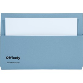 Officely Foolscap Document Wallets 285gsm - Blue (Pack of 5)