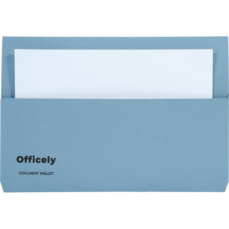 Officely Foolscap Document Wallets 285gsm - Blue (Pack of 5)