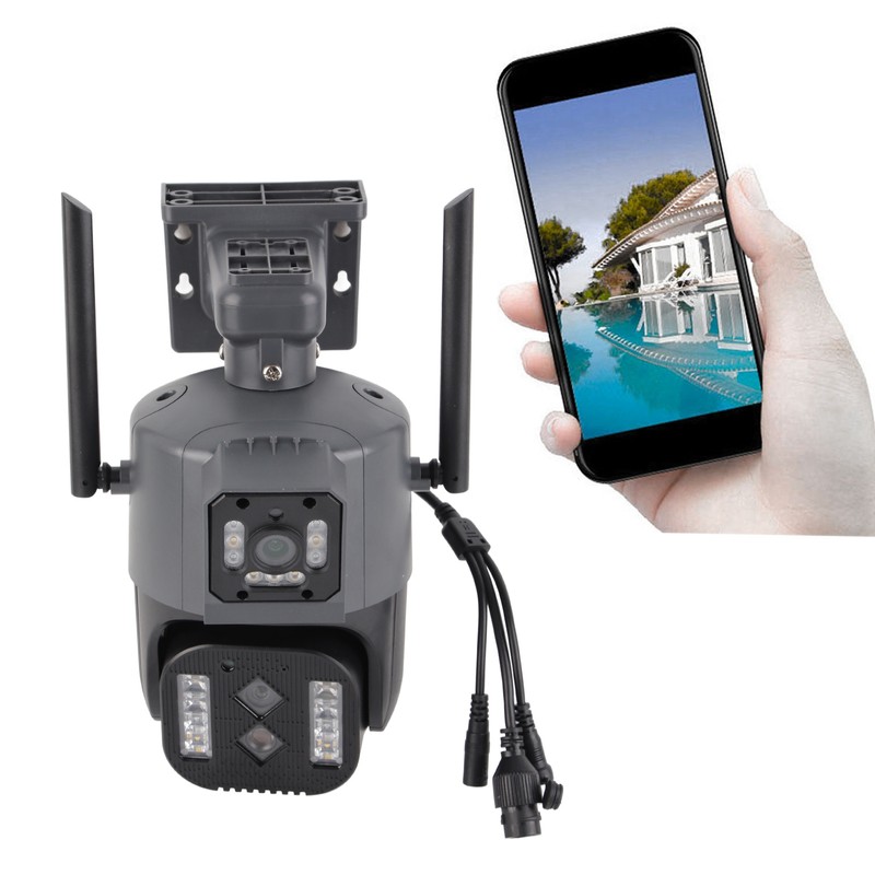 Smart Outdoor Camera 4MP Wireless Three Lens Remote Monitor Auto