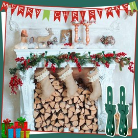 ZhowHoHo 24 Pcs Christmas Garland Ties for Mantle Christmas Garland Hanger Christmas Stocking Holder Silicone Adhesive Twist Ties Green for Xmas Garland Wreath Banister (Green)