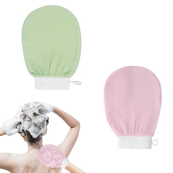 2 Stück Exfoliating Gloves,Peeling Handschuhe,Peelinghandschuh Körper Gesicht Peeling,exfoliate gloves Hamam