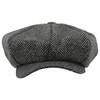 Atano Mens Herringbone Bakers Boy Cap Black Mix 60cm