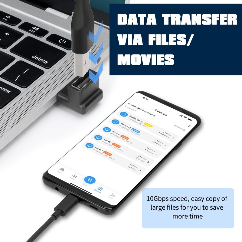 AOUZOVLI USB Angled Connector 90 Degree 4 Pieces Angle Plug