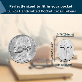 Gaberic 50 Pcs Pocket Cross Coins - 2 Sided Crosses Token - Good Luck Charms - Pocket Crosses Metal - Christian Coins Tokens - Faith Pocket Token - Small Cross - Catholic Gifts(Silver)