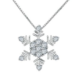 Korliya Winter Sterling Silver Snowflake Pendant Necklace with Box Chain