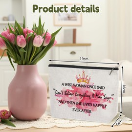 HOWAB Birthday Funny Gifts for Women Mom Best Friend Retirement Gifts, A Wise Women Once Said, Unique Makeup Bag for Sister Wife Her Coworker Friendship Nurse Female Teacher