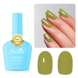 Imtiti Gel Polish, Eucalyptus Green Gel Polish 3 in 1 One Step Gel Polish Kit, Soak Off LED U V Gel Polish Nail Art Starter Manicure Salon for Women Girls 0.3 Fl Oz