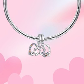 Alstade True Friends Dangle Charm 925 Sterling Silver Charms fits Bracelets and Necklace Pendant Bead Charms Jewelry Present for Women Family Friends