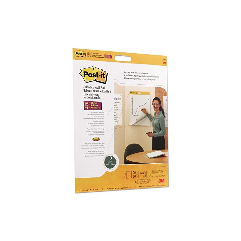 Post-it Easel Pads Self-Stick Wall Easel Unruled Pad, 20 x