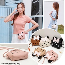 Vologle Girls Handbags, Cute Mouse Ears Mini Shoulder Bag for Little Girls, Messenger Bag Hobo Crossbody Bag (Pink)