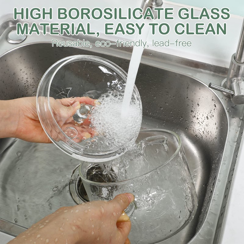 YARDWE Cacerola de cristal transparente resistente al calor, olla de