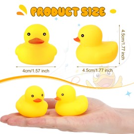 Vinsot 100 Pcs Mini Rubber Ducks Bulk Rubber Duck Bath Toys Squeak Float Bath Toy for Birthday Party Favors Gift Summer Beach Pool Activity Carnival Game(1.77 x 1.77 x 1.57 Inch)