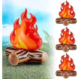 12 Inch Inflatable Campfire Props Fake Camping Party Campfire Party Scene Decoration, Indoor and Outdoor Camping Game Props Fire Inflatable Firewood Toys