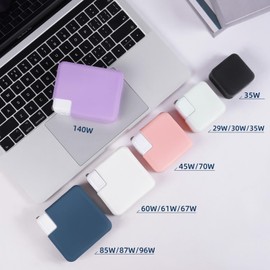 Funda de Cargador de Silicona Delgada Suave para MacBook Pro 14 M3 M4 MAX (A3112/A3401/A2992/A2918) y Air 13"/13.6" /15" (A3114/A2941/A3241/A3113/A3240/A1369/A1466), Cargador de 45W/70W