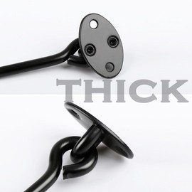 Bmeigo 2PCS 4 inch Hook and Eye Latch Set, Stainless Steel 100mm Gate Hook Heavy Duty Cabin Hook Barn Door Swivel Latch Locks for Window, Door, Shed, Garage, Cabinet (Black)