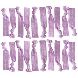 Kenz Laurenz Hair Ties Ponytail Holder Set No Crease Ribbon Bands - 20 Count - Light Purple