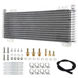 40k Transmission Oil Cooler LPD47391 Compatible with Tru-Cool, Heavy Duty 40,000 GVW Max, Low Pressure Drop Trans Cooler with Mounting Hardware for Heavy Tucks, Trailers, Towing Vehicles, Silver