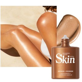Woakess Face Shaping Makeup Body Shimmer Oil, Iluminador  Aceite con Brillo Hidratante y Resistente al Agua, Glitter Glow Oil para un Bronceado...    