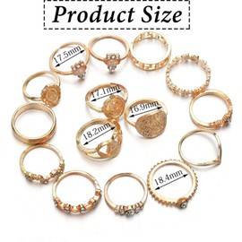 BELICEY 9-15PCS Knuckle Stacking Rings Set for Women Crystal Rhinestone Finger Statement Ring Sets Vintage Joint Knot Mid Rings for Teen Girls Stackable Rings Jewelry Accessories, Free Size, Metal,