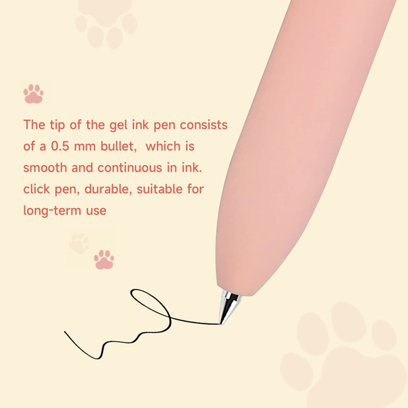 UIXJODO Cat Pens, 4 Pcs 0.5mm Cute Kawaii Black Ink