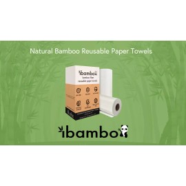 Ibambo Reusable Bamboo Paper Towels - 2 Rolls, Ecofriendly, Washable, Durable