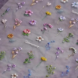 Spring Nail Stickers for Nail Art Floral Nail Decals Manicure Accessories Colourful Flowers Nail Art Stickers 5D Embossed Flower Green Leaf Nails Adhesive Sliders for Women DIY Summer Nail Decorations