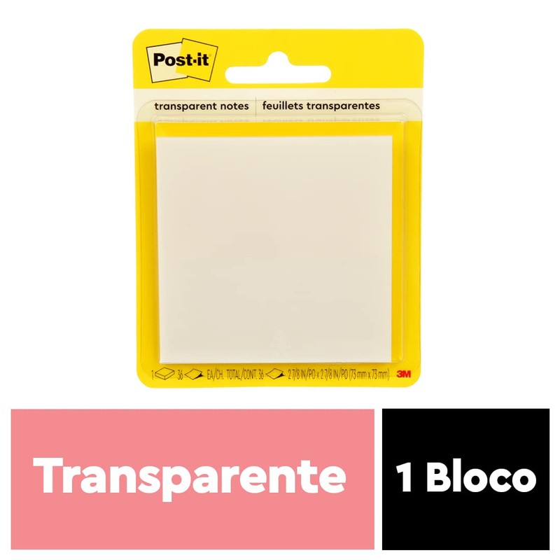 Post-it Transparent Notes, 2.88" x 2.88", 36 Sheets/Pad